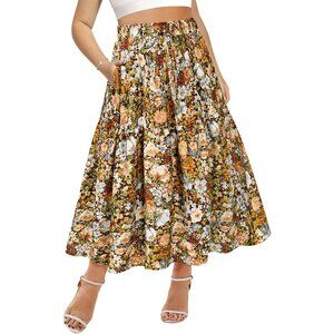 Versatile High Waist Plus Size Maxi Skirt with Pockets for Curvy Women, 3X
